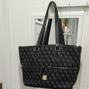 Dooney & Bourke Black Tote with Gold Accents